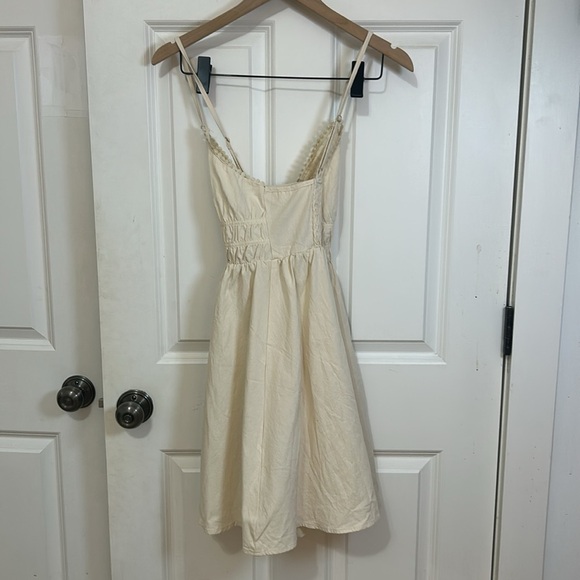 SHEIN Vcay Cream Plunge Neck Sundress size small sundress - Picture 3 of 5